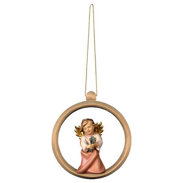 Heart Angel with four-clover Wood sphere - Colored