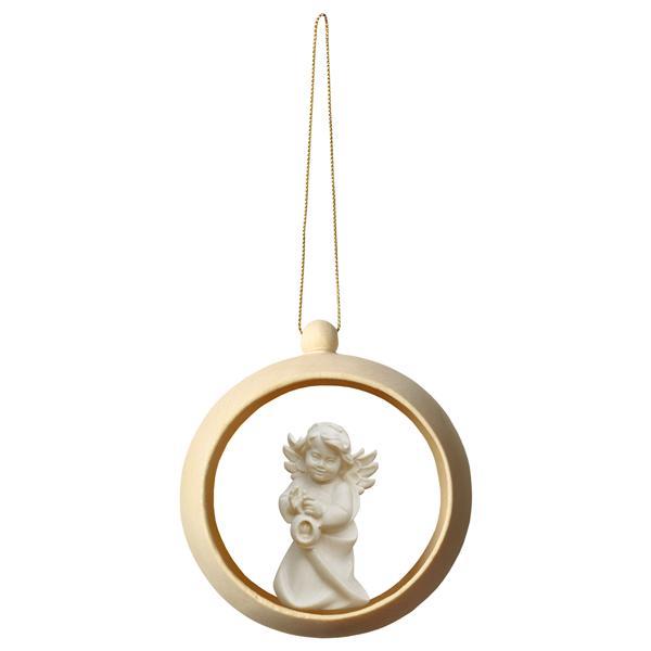 Heart Angel with lantern Wood sphere - Natural