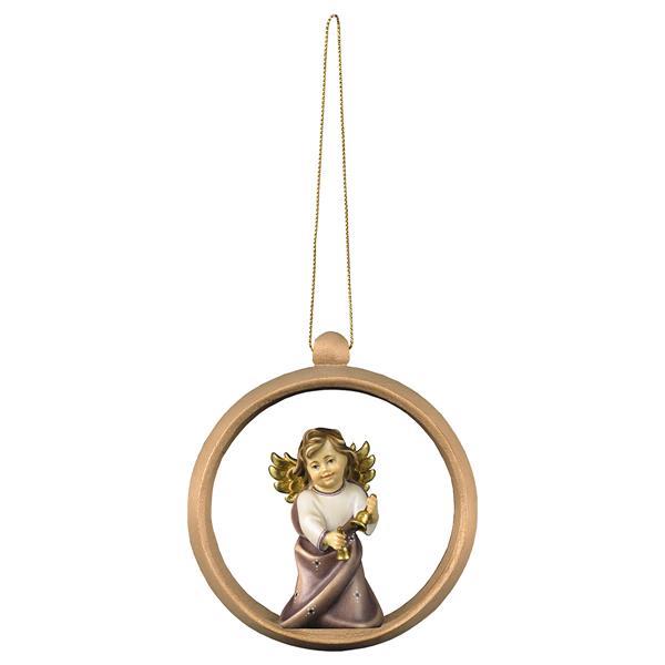 Heart Angel with bells Wood sphere - Colored