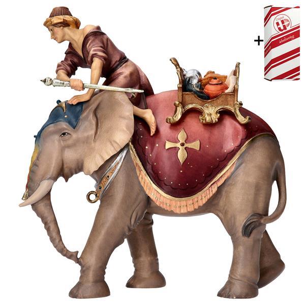 UL Elephant group with jewels saddle 3 Pieces + Gift box - Colored