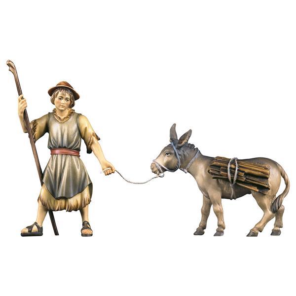 UL Pulling herder with donkey with wood 2 Pieces - Colored