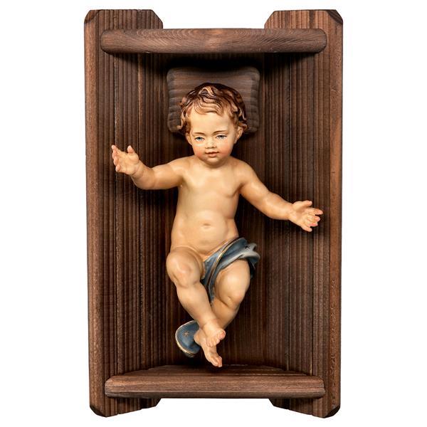 Infant Jesus and Manger wood Classic 2 Pieces - Colored