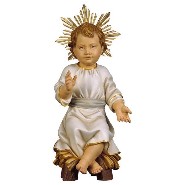 Infant Jesus sitting on manger with Halo - Colored