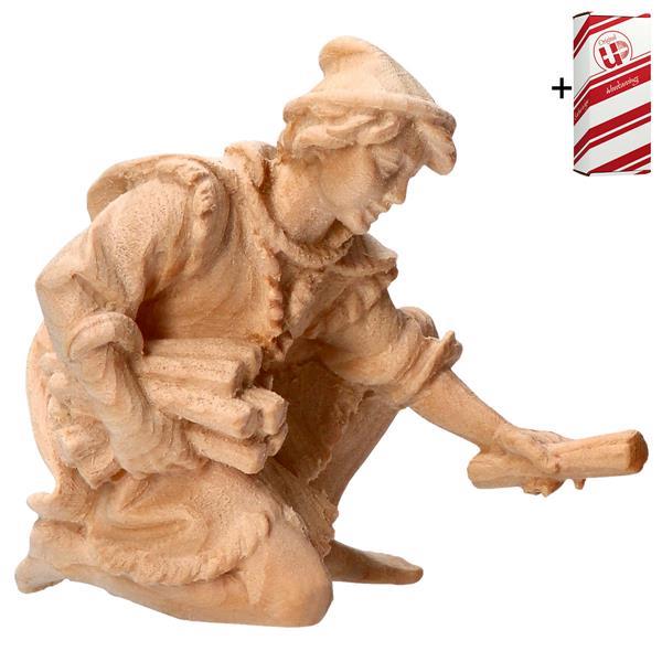 MO Kneeling herder with firewood + Gift box - Natural-Pine