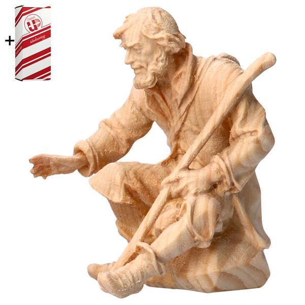 MO Sitting herder with crook + Gift box - Natural-Pine
