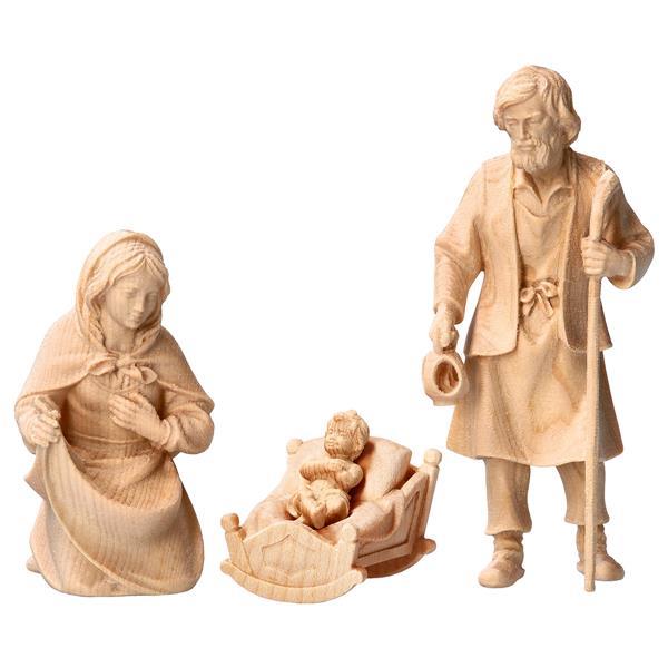 MO Holy Family with swing manger 4 Pieces - Natural-Pine