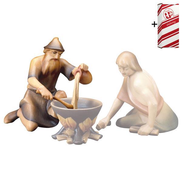 SA Kneeling herder cooking + Gift box - Colored