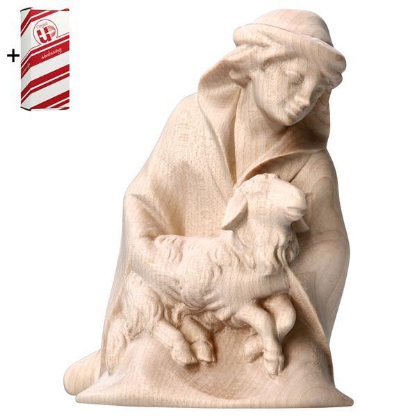 CO Kneeling herder with lamb + Gift box - Natural