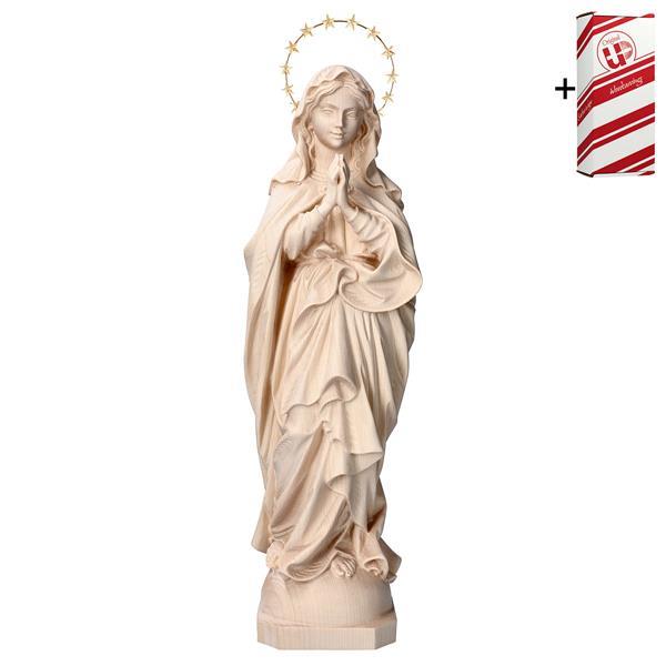 Nuestra Señora de la Inmaculada Concepcion con Aureola 12 estrellas latón +Caja regalo - Natural