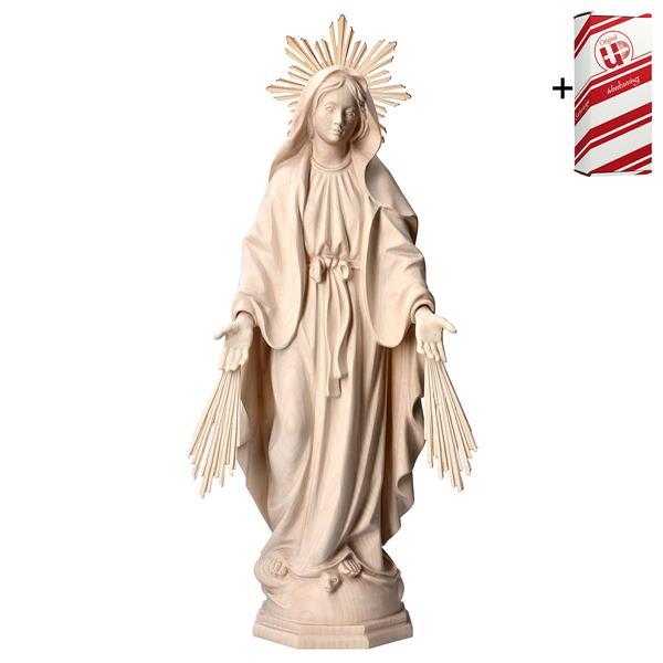 Nuestra Señora Milagrosa con rayos y Aureola + Caja regalo - Natural