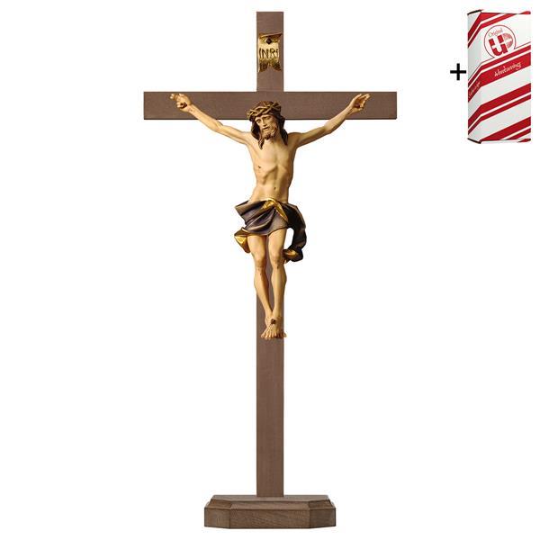 Crucifijo Nazareno Cruz pedestal + Caja regalo - Coloreado Azul
