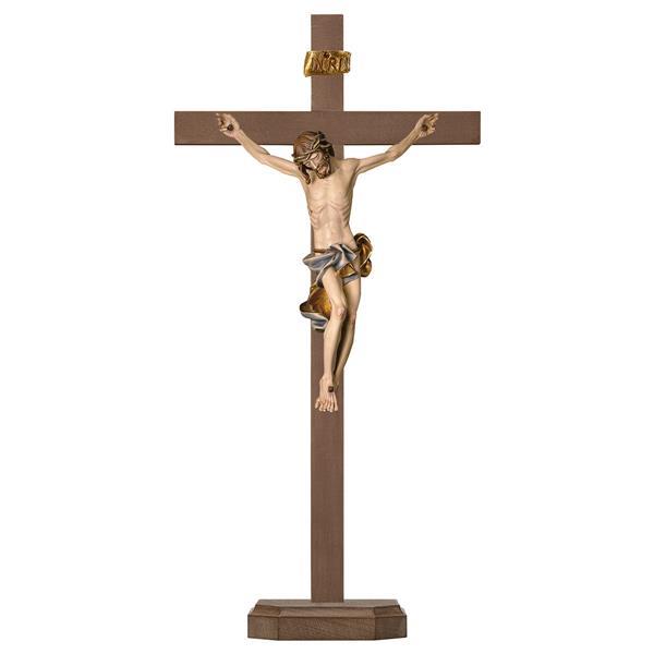 Crucifijo Barocco Cruz pedestal - Coloreado Azul