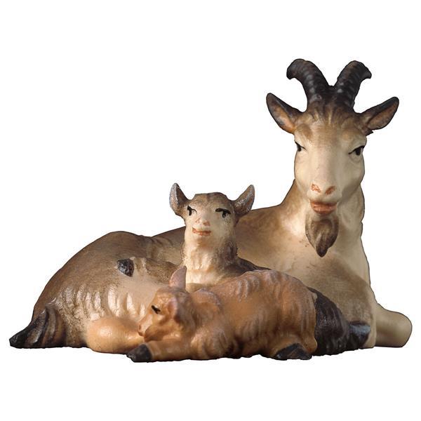 UL Cabra con dos cabritos yacente - Coloreado