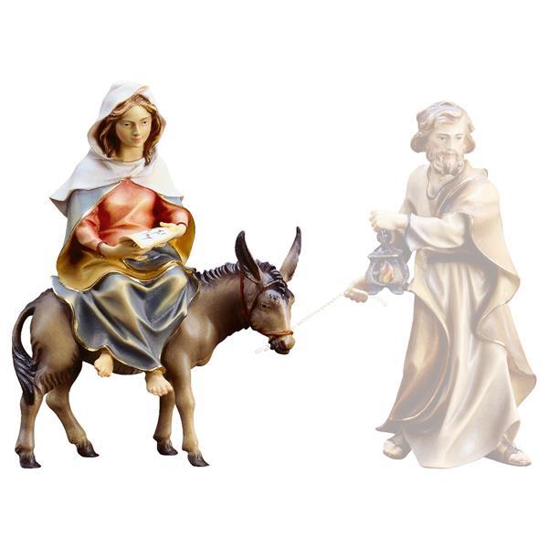UL S. Maria en asno con Niño Jesús & pergamino - Coloreado