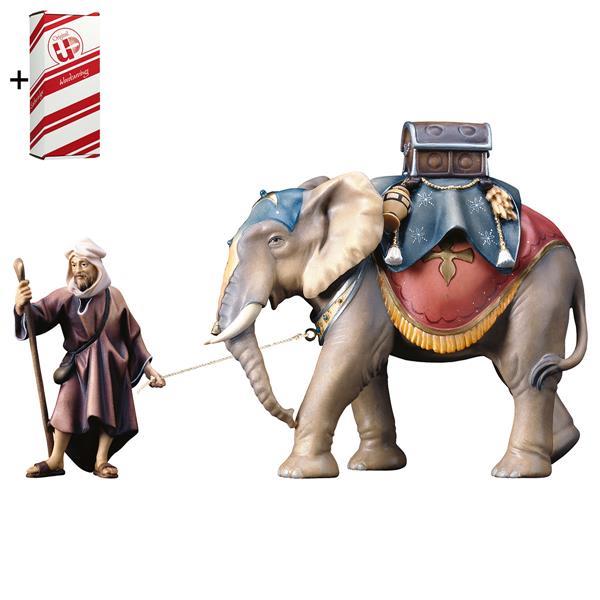 UL Grupo de Elefante con Silla equuipaje 3 Piezas + Caja regalo - Coloreado