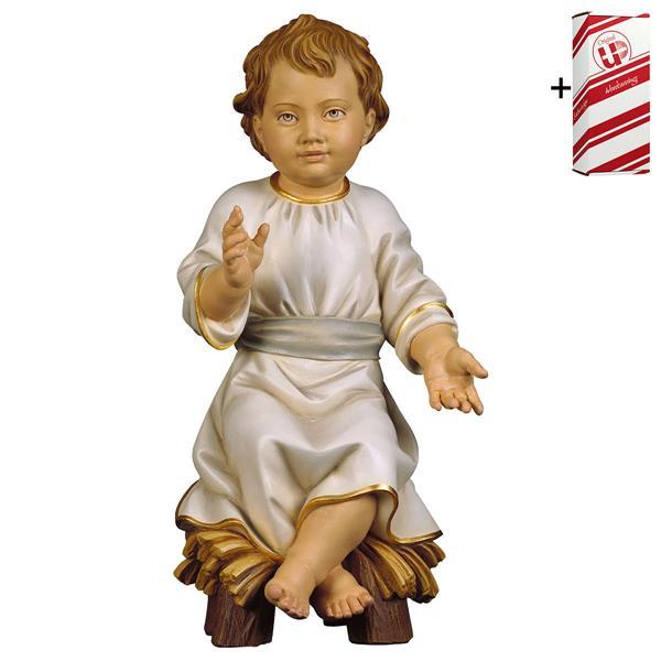 Niño Jesús sentado en cuna + Caja regalo - Coloreado