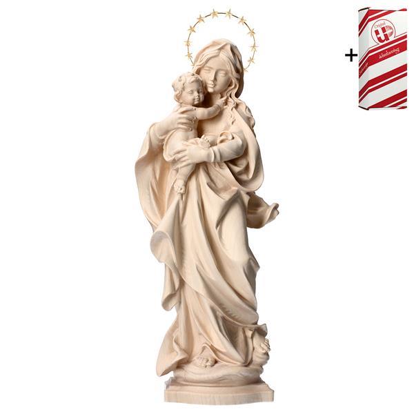 Vierge à l enfant des Alpes avec Auréole 12 étoiles en laiton + boîte cadeau - Naturel