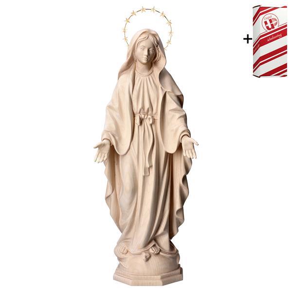 Vierge Miraculeuse avec Auréole 12 étoiles en laiton + Coffret cadeau - Naturel