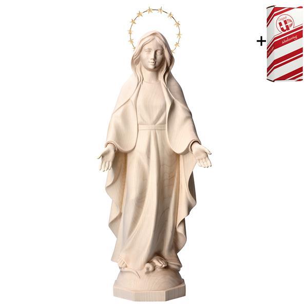 Vierge Miraculeuse Moderne avec Auréole 12 étoiles + Coffret cadeau - Naturel