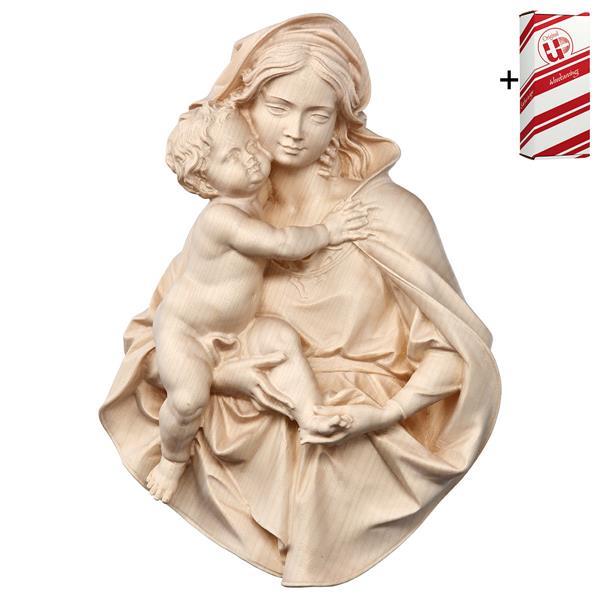 Buste de la Vierge à l enfant à accrocher + Coffret cadeau - Naturel