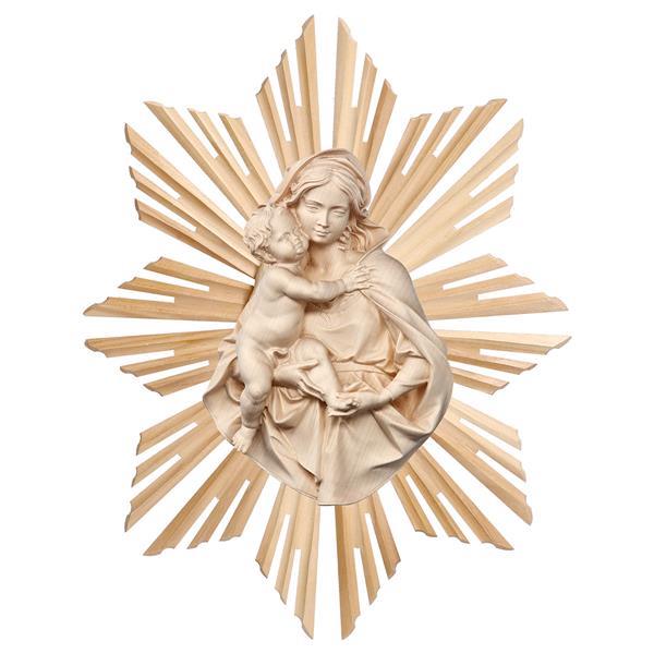 Buste de la Vierge à l enfant à accrocher avec Auréole - Naturel