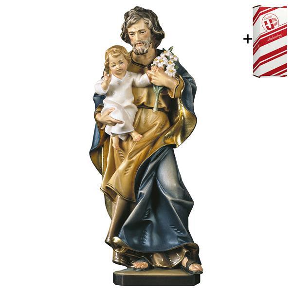 St. Josef avec l enfant et lys + Coffret cadeau - Couleur