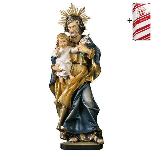 St. Joseph avec l enfant et lys avec Auréole + Coffret cadeau - Couleur