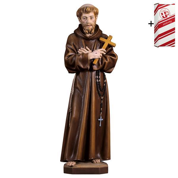 St. François d Assise avec croix + Coffret cadeau - Couleur