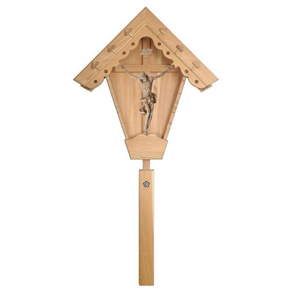 Crucifix baroque Chêne Croix de champs à travée Mélèze - Naturel-Chêne