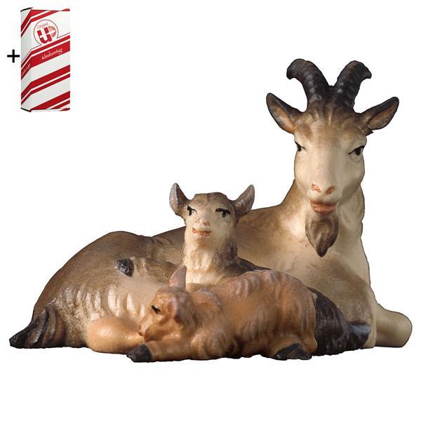 UL Chèvre avec deux chevreaux couchés + Coffret cadeau - Couleur