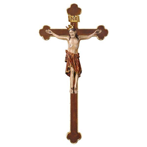 Crocifisso Romanico con corona Croce Barocca + Box regalo - Oro Zecchino Antico