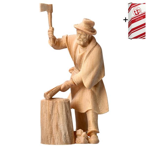 MO Boscaiolo con ceppo di legno + Box regalo - Naturale-Cembro